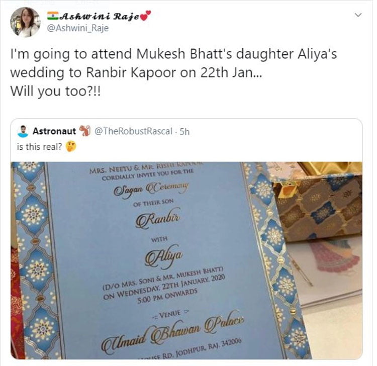 ২২ তারিখ আলিয়া-রনবীরের বিয়ে! অবশেষে প্রকাশ্যে এল সেই ‘কার্ড’! - West Bengal News 24
