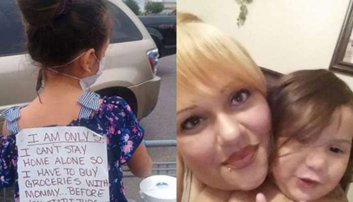 লকডাউনে ছোট্ট মেয়েকে নিয়েই দোকানে গেলেন মা, পিঠে সাঁটা পোস্টার! কারণ জেনে মনখারাপ সকলের - West Bengal News 24