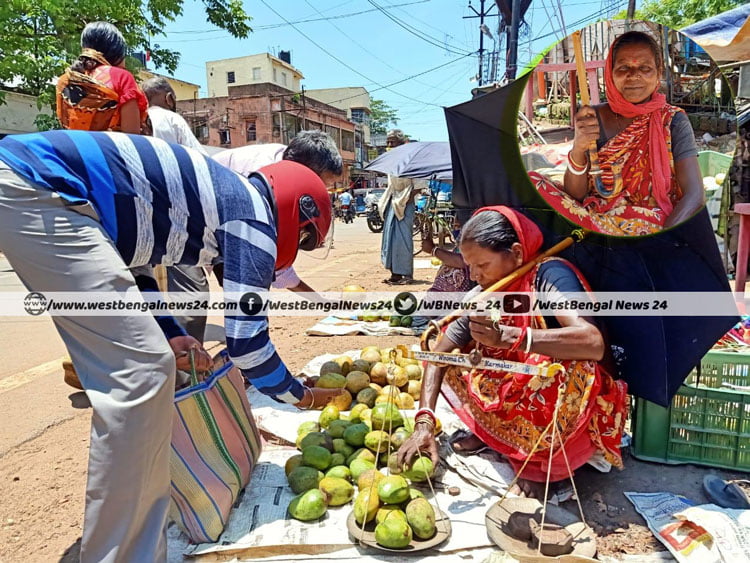 ঢাকের বায়না নেই, পথের ধারে ফল বেচেন ঢাকীর মা - West Bengal News 24