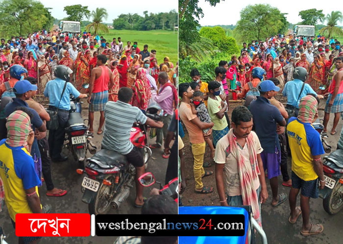 লালগড়ের বৈতায় নদী ভাঙনে গিলছে গ্রাম, পাড় বাঁধানোর দাবিতে অবরোধ - West Bengal News 24