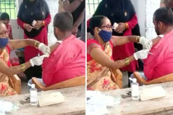 খালি সিরিঞ্জ পুশ করলেন নার্স,সোশ্যাল মিডিয়ায় ভিডিও ভাইরাল - West Bengal News 24 খালি সিরিঞ্জ পুশ করলেন নার্স,সোশ্যাল মিডিয়ায় ভিডিও ভাইরাল - West Bengal News 24