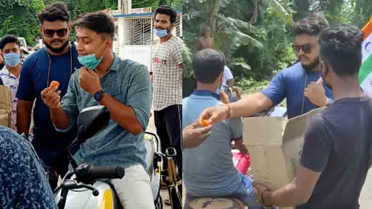 পেট্রোল-ডিজেলের মূল্যবৃদ্ধির কারণে নদীয়ার হাঁসখালি পেট্রোল পাম্পের সামনে তৃণমূল ছাত্র পরিষদের লাড্ডু বিতরণ - West Bengal News 24