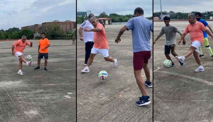 Dilip ghosh : খেলা হবে-র সকালে দিলীপও ফুটবল খেললেন, মমতার প্রশংসার পরই বলে পা - West Bengal News 24