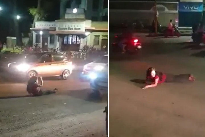 মাতাল হয়ে ব্যস্ত রাস্তায় যে কাণ্ড ঘটালেন তরুণী (ভিডিও) - West Bengal News 24