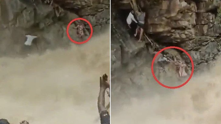 ভয়ঙ্কর ঝরনা থেকে যেভাবে বাঁচানো হলো মা ও শিশুকে (ভিডিও) - West Bengal News 24